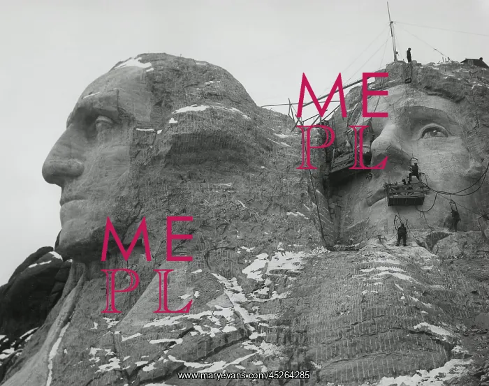 : Work continues at Mt. Rushmore in winter, ca : Work continues at Mt. Rushmore in winter, ca