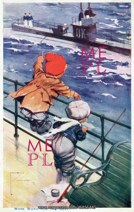 : More Work For The Navy - postcard by Lawson Wood : More Work For The Navy - postcard by Lawson Wood