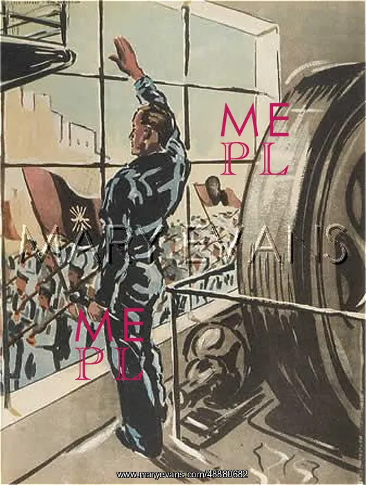 : WORKER SALUTES FALANGIST : WORKER SALUTES FALANGIST