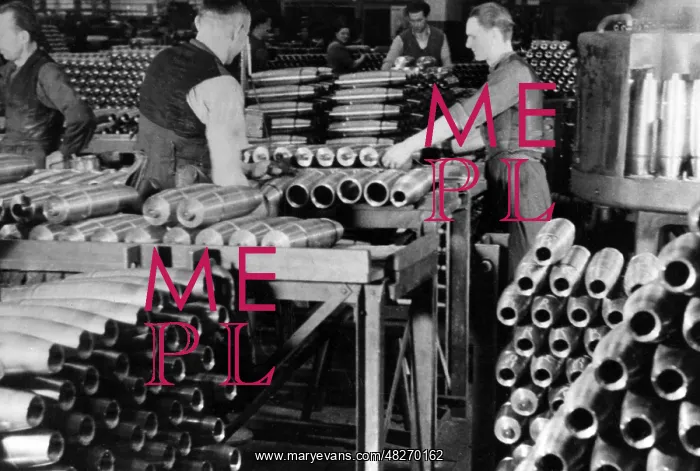 : Workers in the arms industry making grenades, 1939 : Workers in the arms industry making grenades, 1939