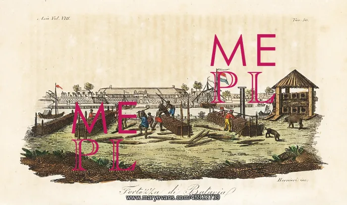 : Workers building the Dutch fortress at Batavia : Workers building the Dutch fortress at Batavia