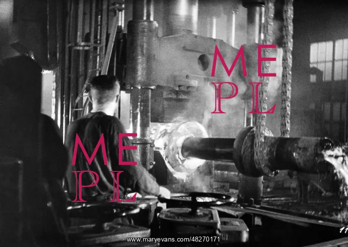 : Workers in an ironworks, 1940 : Workers in an ironworks, 1940