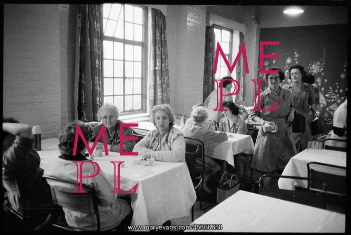: Workers in the ladies dining room in the canteen : Workers in the ladies dining room in the canteen