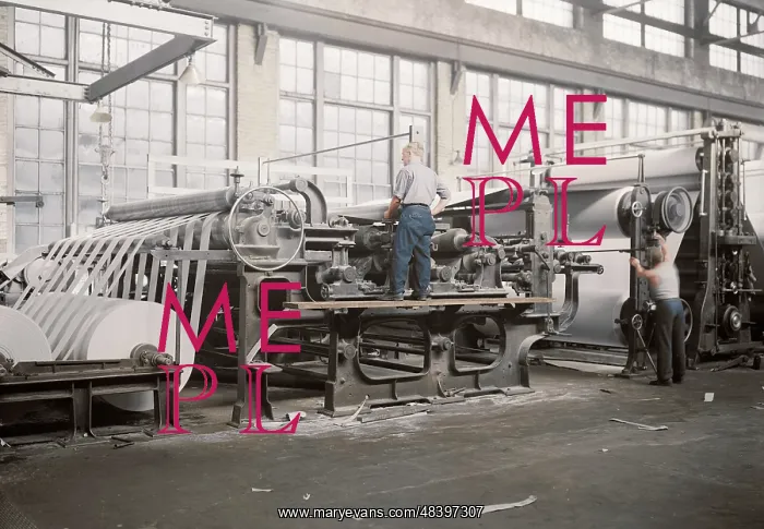: Workers making matchboard on cylinder machines, 1936 : Workers making matchboard on cylinder machines, 1936