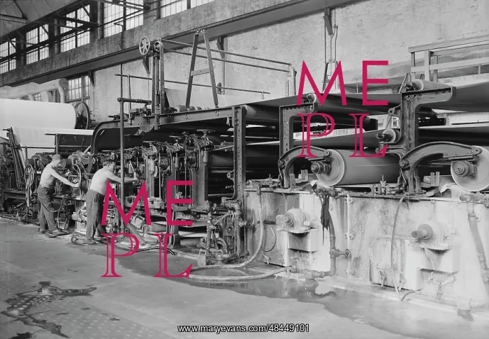: Workers making matchboard on cylinder machines, 1936 : Workers making matchboard on cylinder machines, 1936