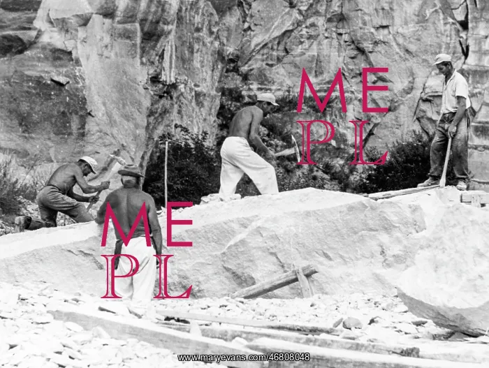 : Workers in Roman quarry in St. Margarethen : Workers in Roman quarry in St. Margarethen