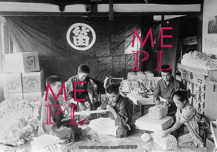 : Workers in a silk factory, 1913 : Workers in a silk factory, 1913
