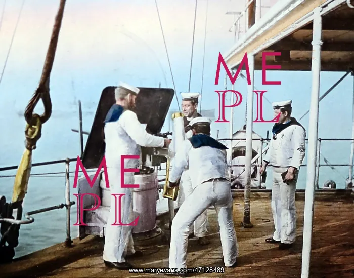 : Working a 3 pounder gun, HMS Blake, Royal Navy : Working a 3 pounder gun, HMS Blake, Royal Navy