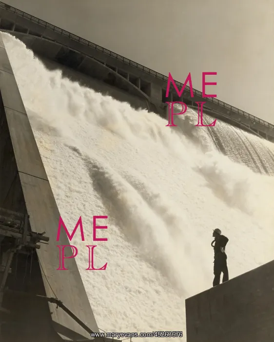 : A workman inspecting the Grand Coulee Dam from : A workman inspecting the Grand Coulee Dam from