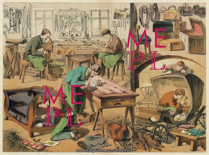 : Workshop of a saddler and upholsterer : Workshop of a saddler and upholsterer