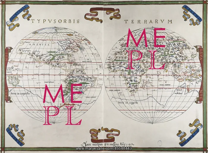 : World map by Joan Martines (1591). Miniature : World map by Joan Martines (1591). Miniature