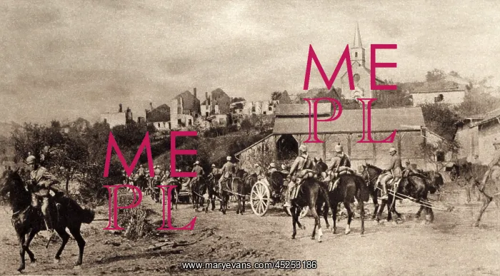 : World War 1. A battered town in the region of : World War 1. A battered town in the region of