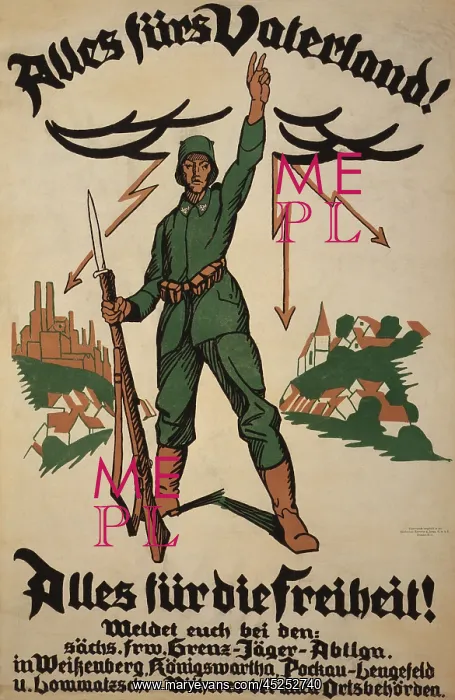  : World War 1. German recruiting poster showing