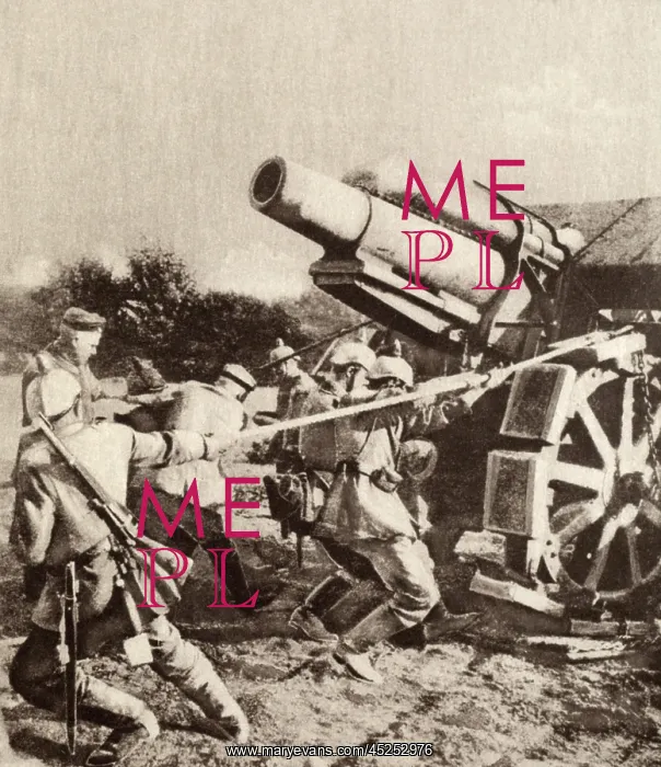 : World War 1. German soldiers strain to move a : World War 1. German soldiers strain to move a