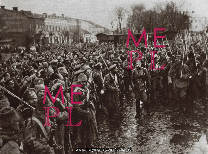 : World War 1. Russian troops entering the town : World War 1. Russian troops entering the town