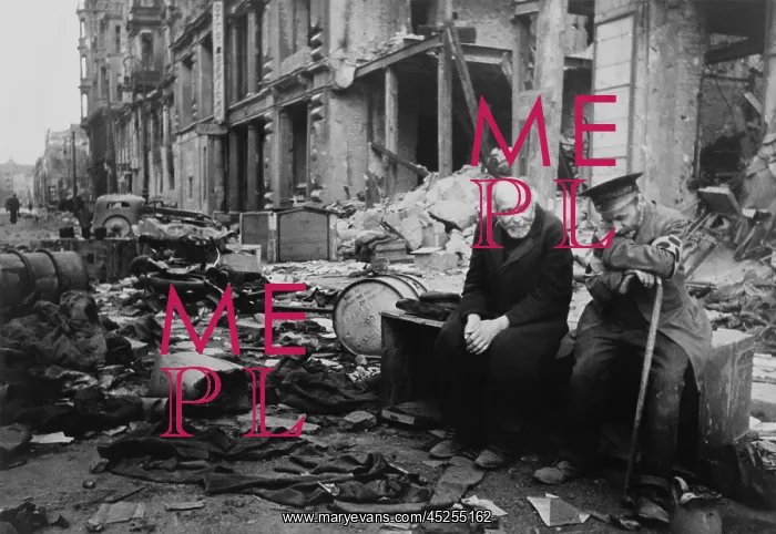 : World War 2, Battle of Berlin, May 1945. Two elderly : World War 2, Battle of Berlin, May 1945. Two elderly