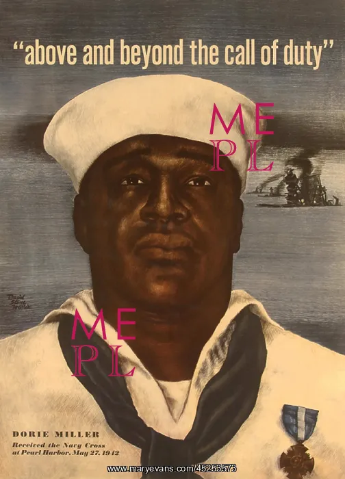 : World War 2 poster with a portrait of Doris Dorie : World War 2 poster with a portrait of Doris Dorie