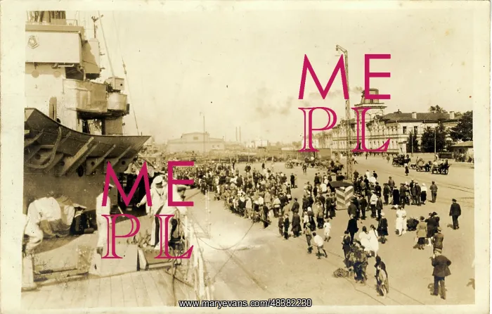: World War One Battleship HMS Dreadnought in port, Germany : World War One Battleship HMS Dreadnought in port, Germany