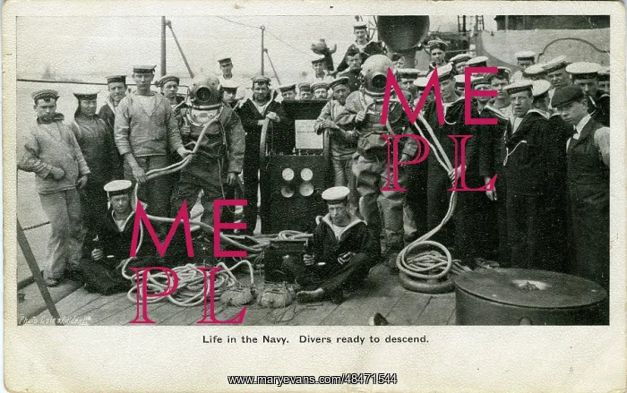 : World War One Diving from Navy Boat, Britain : World War One Diving from Navy Boat, Britain