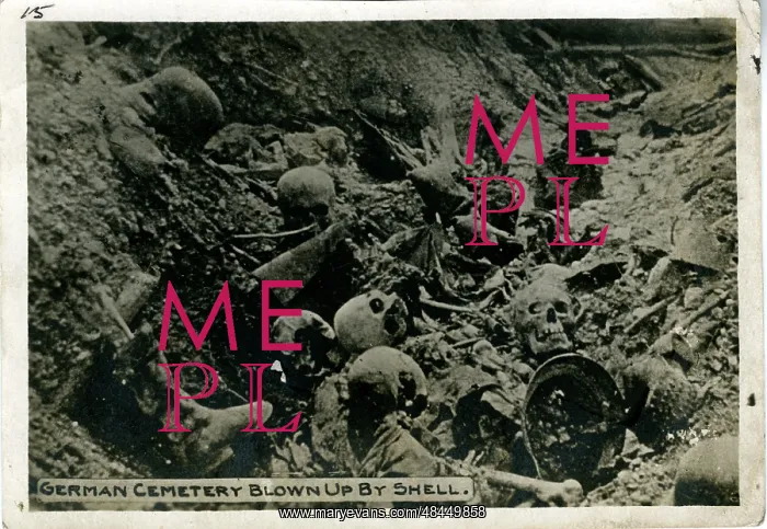 : World War One German Soldiers Cemetery Blown up by Shell : World War One German Soldiers Cemetery Blown up by Shell