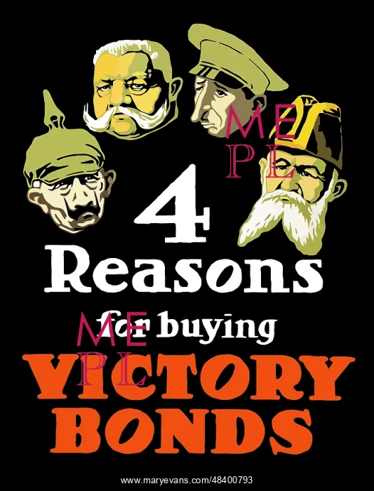 : World War I poster featuring the heads of : World War I poster featuring the heads of