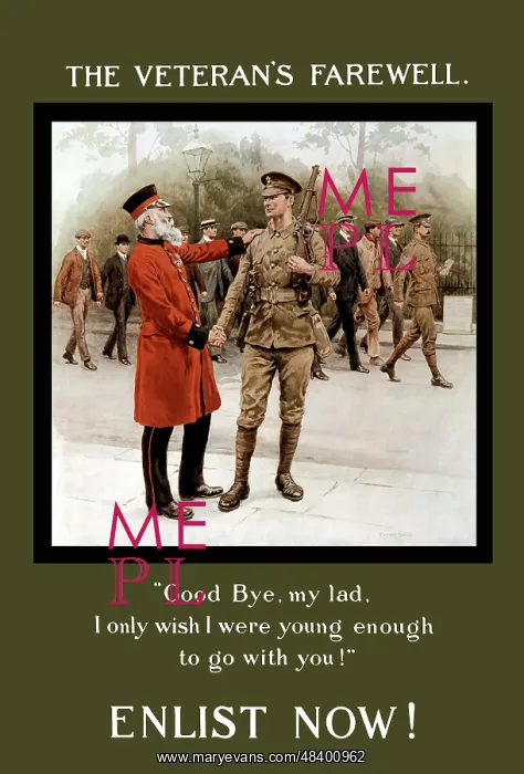 : World War I poster of an old gray haired veteran : World War I poster of an old gray haired veteran