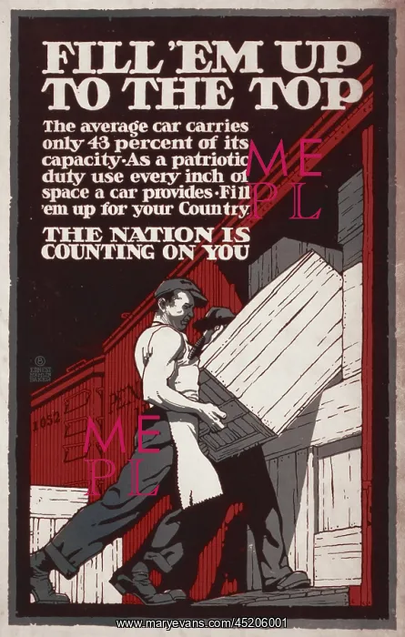 : World War I, Poster showing men loading ? : World War I, Poster showing men loading ?