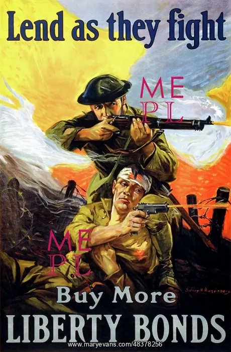 : World War I print of soldiers in action, in an : World War I print of soldiers in action, in an