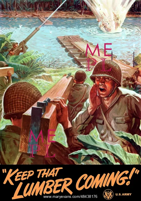 : World War II poster of Army Engineers building : World War II poster of Army Engineers building