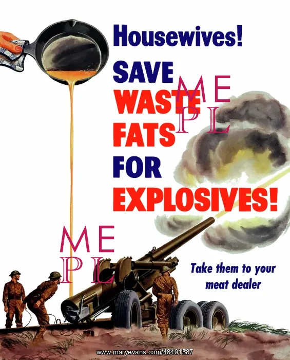: World War II poster of grease from a frying : World War II poster of grease from a frying