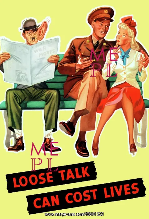 : World War II poster of a soldier talking to : World War II poster of a soldier talking to
