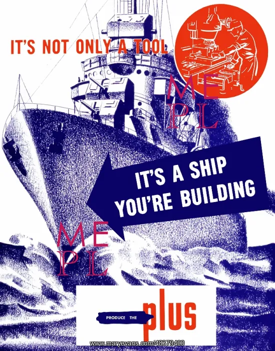 : World War II propaganda poster featuring a : World War II propaganda poster featuring a