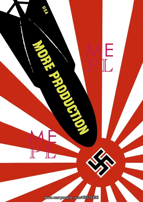 : World War II propaganda poster featuring a : World War II propaganda poster featuring a