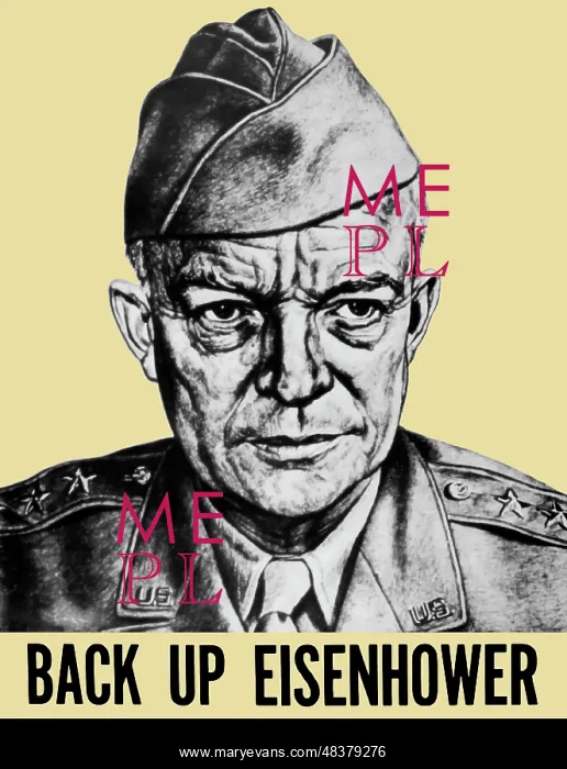 : World War II propaganda poster featuring General : World War II propaganda poster featuring General