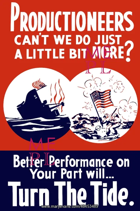 : World War II propaganda poster of a ship sinking : World War II propaganda poster of a ship sinking