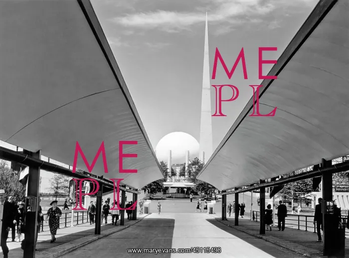 : Worlds Fair Sidewalk of Theme Center Looking to Trylon : Worlds Fair Sidewalk of Theme Center Looking to Trylon