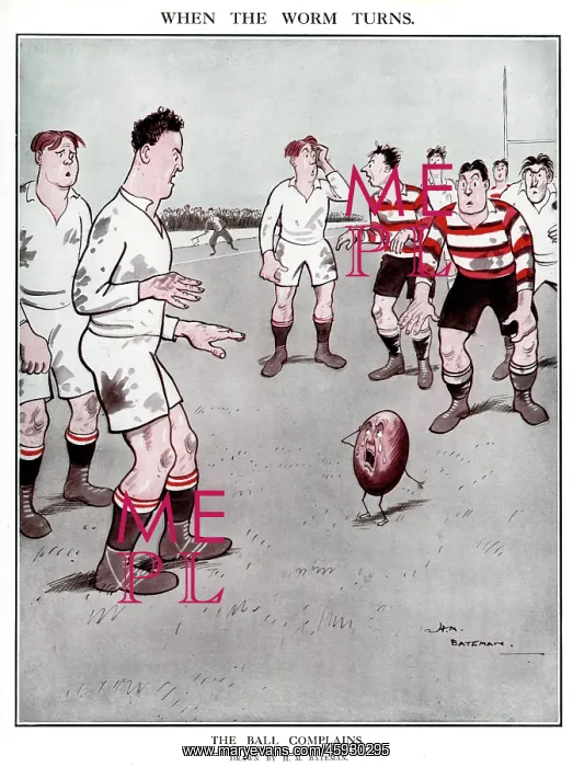 : When the Worm Turns - H.M. Bateman rugby cartoon : When the Worm Turns - H.M. Bateman rugby cartoon