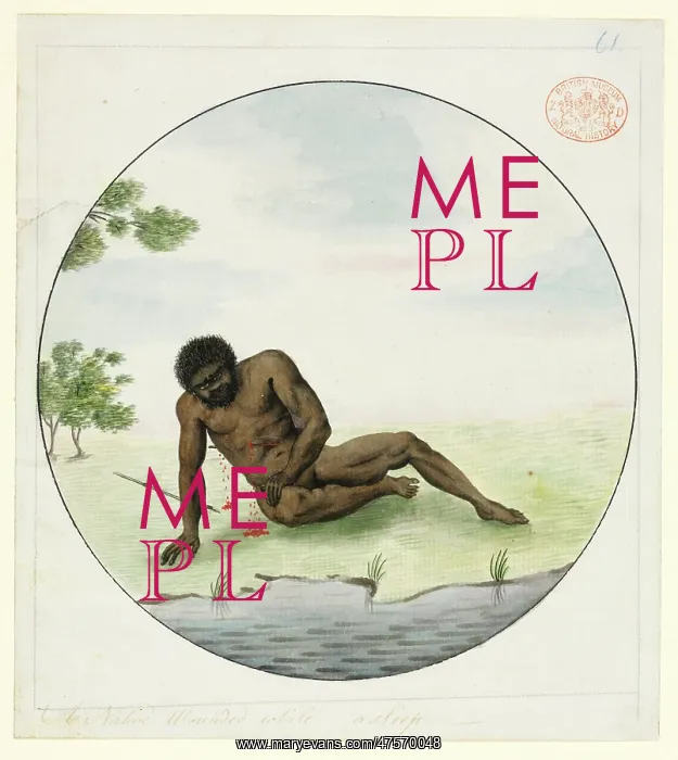 : Wounded aboriginal man in a classical pose : Wounded aboriginal man in a classical pose