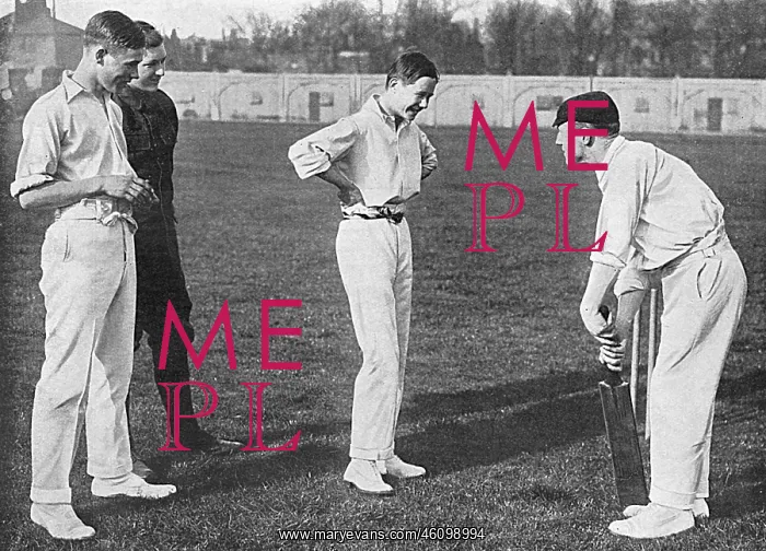 : Wounded cricketer H.W. Lee instructing boys from Westminster : Wounded cricketer H.W. Lee instructing boys from Westminster