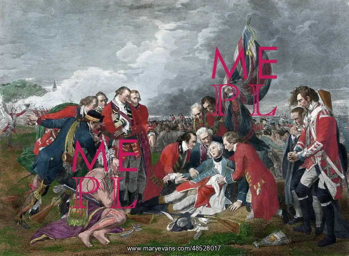 : A wounded General James Wolfe, surrounded by soldiers : A wounded General James Wolfe, surrounded by soldiers