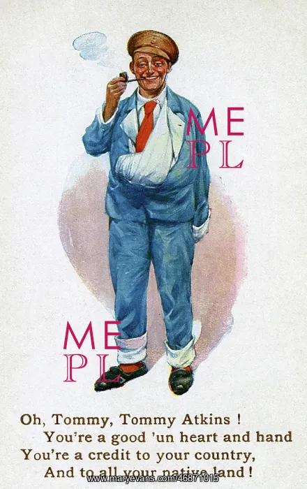 : Wounded Tommy postcard, c.1916 : Wounded Tommy postcard, c.1916