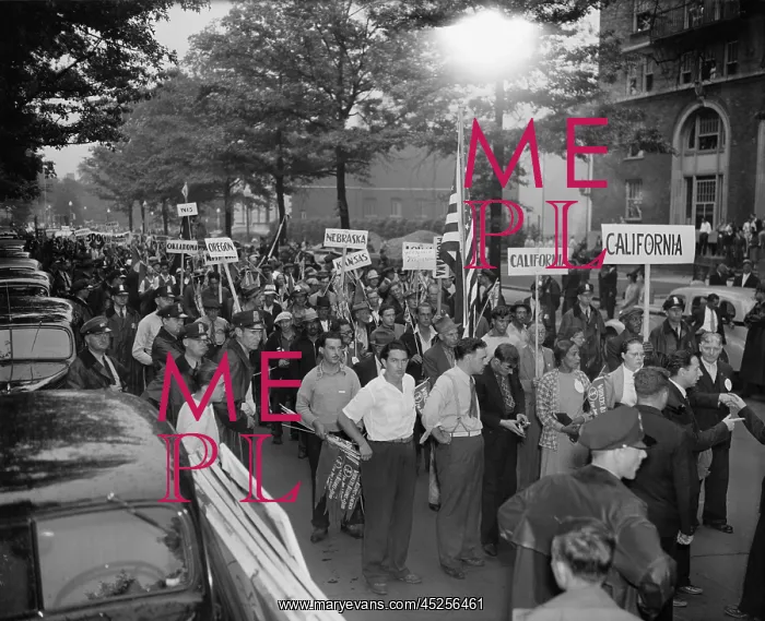 : WPA workers protest lay-offs in Washington, D.C : WPA workers protest lay-offs in Washington, D.C
