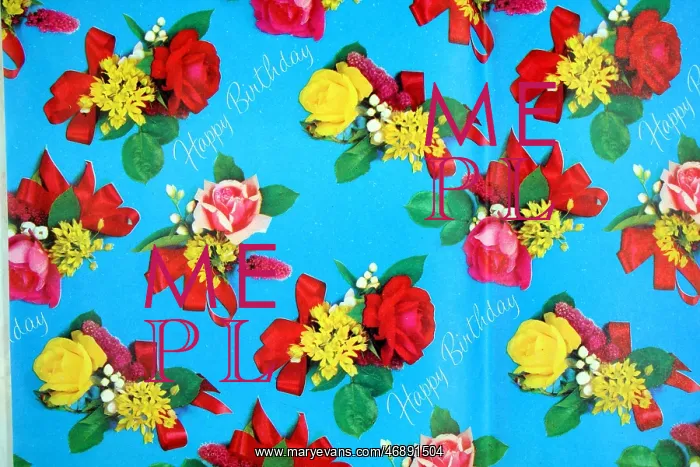 : Wrapping paper, Blue background and red roses : Wrapping paper, Blue background and red roses