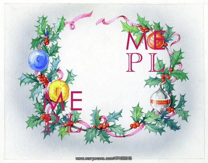 : Wreath of holly with Christmas balls : Wreath of holly with Christmas balls