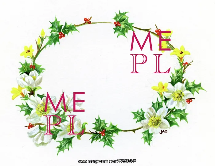  : Wreath of Holly and Christmas roses