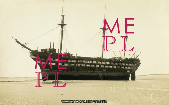 : Wreck of a Ship of the Line - beached at Bideford, Devon : Wreck of a Ship of the Line - beached at Bideford, Devon