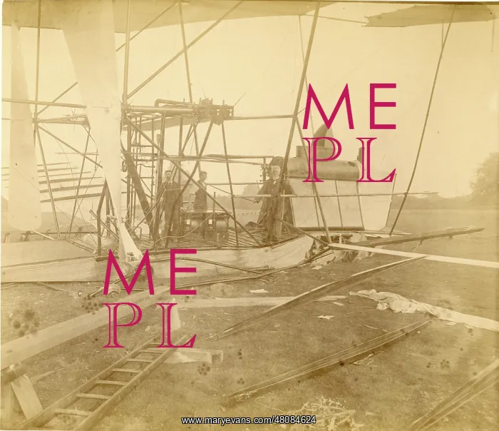 : Wreck of Sir Hiram Maxim?s steam-driven aeroplane. Note? : Wreck of Sir Hiram Maxim?s steam-driven aeroplane. Note?