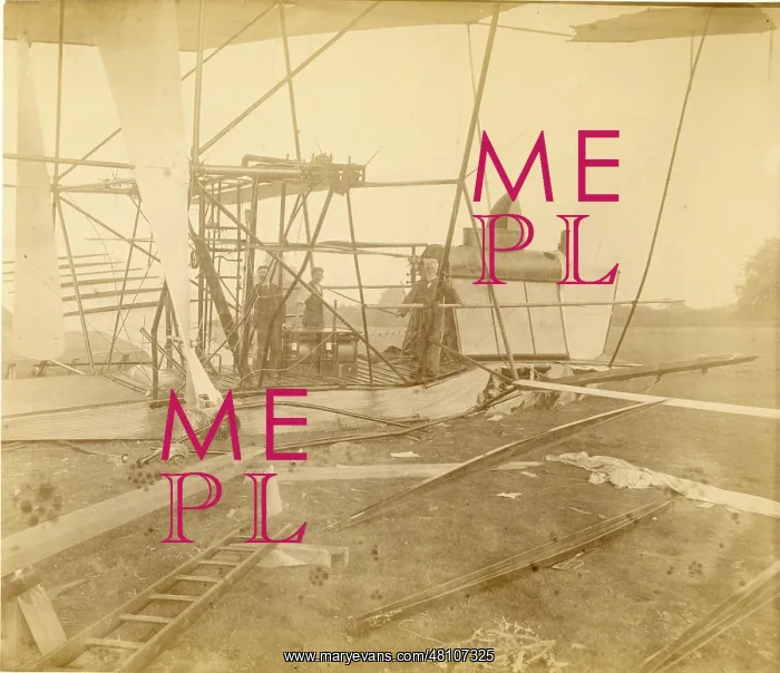 : Wreck of Sir Hiram Maxim's steam-driven aeroplane : Wreck of Sir Hiram Maxim's steam-driven aeroplane