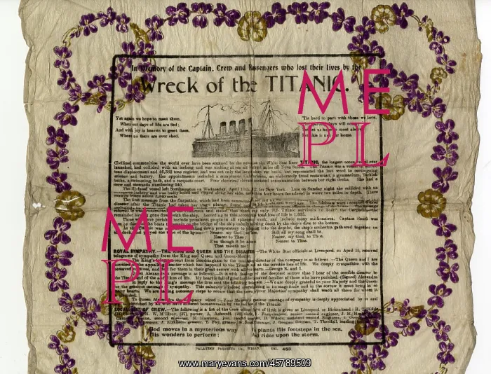  : Wreck of the Titanic, souvenir napkin