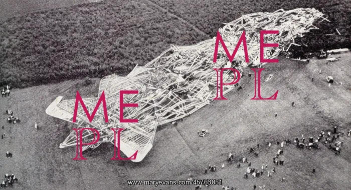 : The wreckage of the crashed British Airship R101 : The wreckage of the crashed British Airship R101